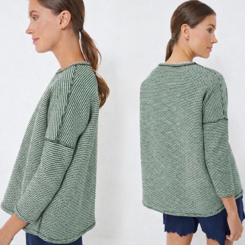TUCKERNUCK Ally Swing Quilted Reversible Sweatshirt Sage Green Tennis Preppy S - Picture 10 of 17